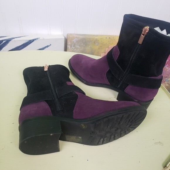 Lori Goldstein Women's Purple Black Color Block Heeled Boots Size 6M - Picture 5 of 11